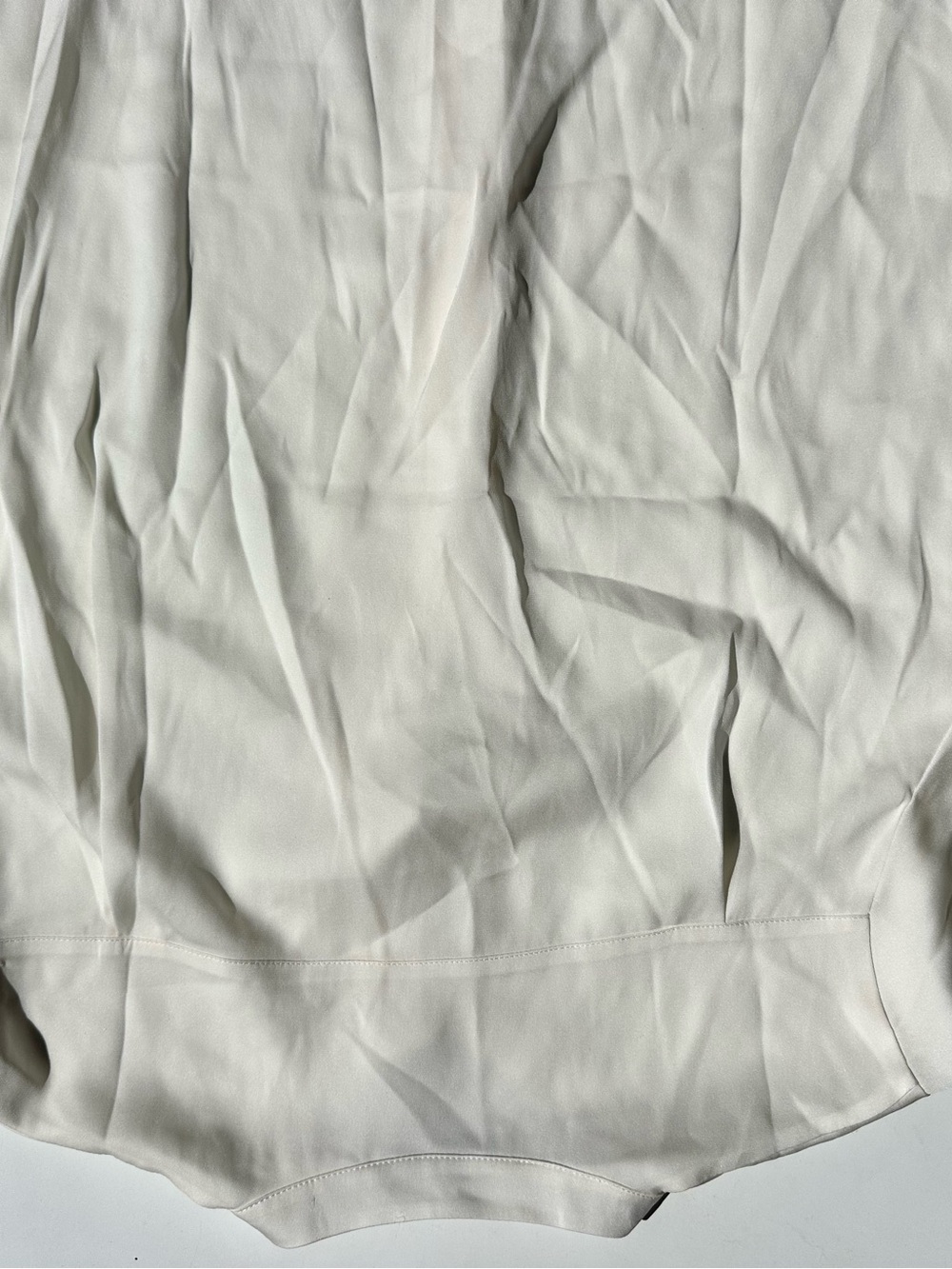 Vince Silk Satin (Stretch Washable) Mandarin Band Collar Blouse Ivory Cream, XXS - Picture 10 of 15